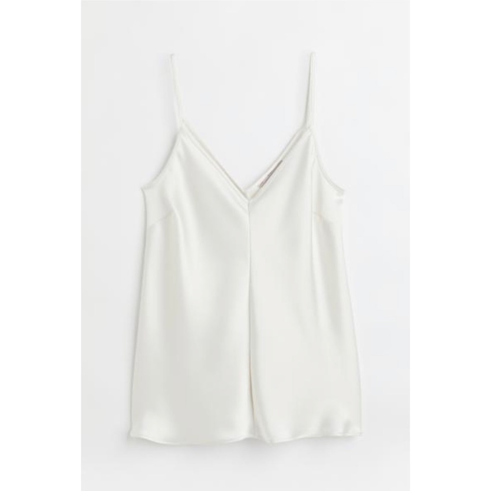 H&M White Satin Spaghetti Strap Camisole